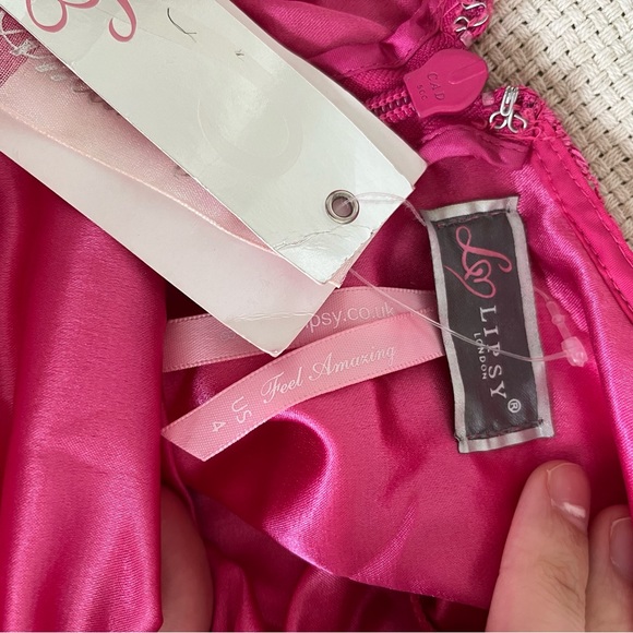 BNWT Lipsy London Pink Backless Lace Mini Dress Size 8 - Picture 5 of 6